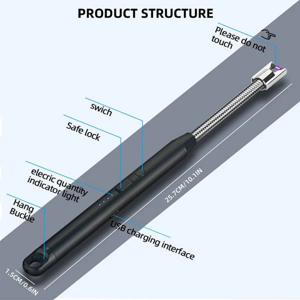 Rechargeable Electric Arc Lighter, Windproof with Flexible Neck & USB-C Port for Gas Stove & Candles