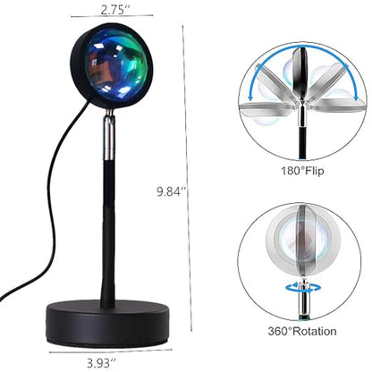 Sunset Lamp Projector 16-Color – 360° Rotating LED Light Desk Lamp with Remote Control