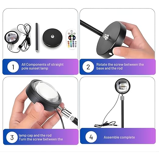 Sunset Lamp Projector 16-Color – 360° Rotating LED Light Desk Lamp with Remote Control