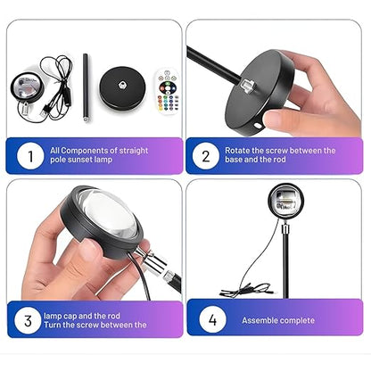 Sunset Lamp Projector 16-Color – 360° Rotating LED Light Desk Lamp with Remote Control