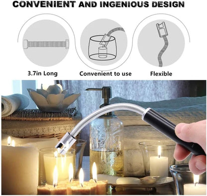 Rechargeable Electric Arc Lighter, Windproof with Flexible Neck & USB-C Port for Gas Stove & Candles