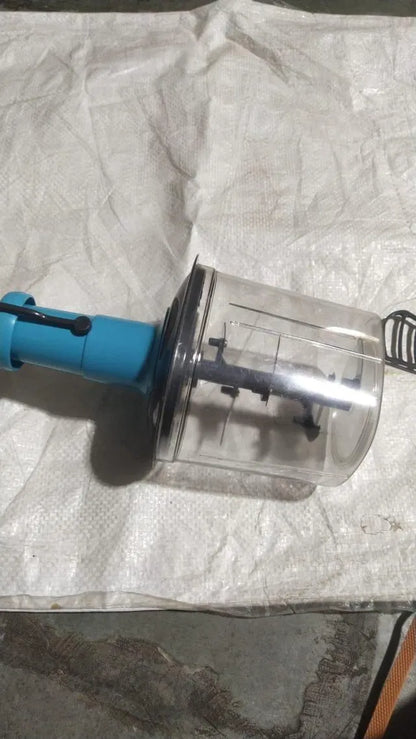 Push Manual Vegetable Chopper with 3-Tier Stainless Steel Blades