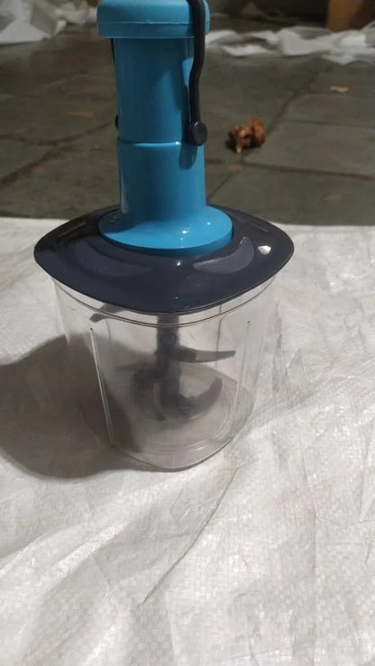 Push Manual Vegetable Chopper with 3-Tier Stainless Steel Blades