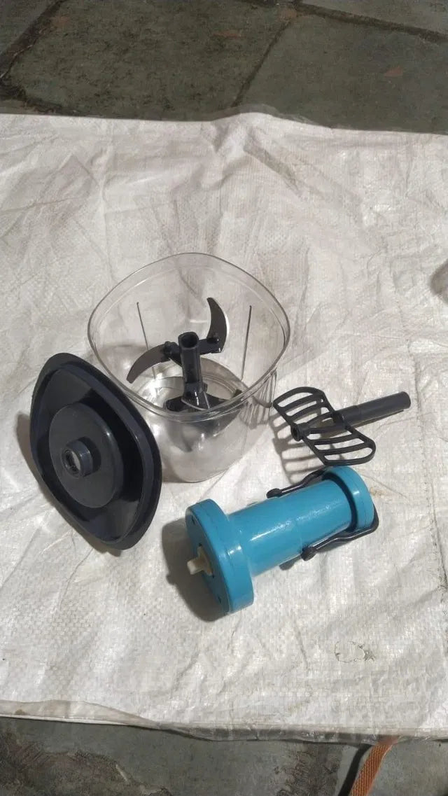 Push Manual Vegetable Chopper with 3-Tier Stainless Steel Blades