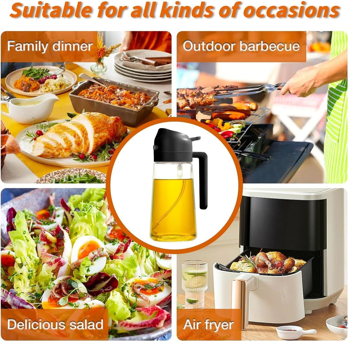 2-in-1 Oil Sprayer &amp; Dispenser Bottle